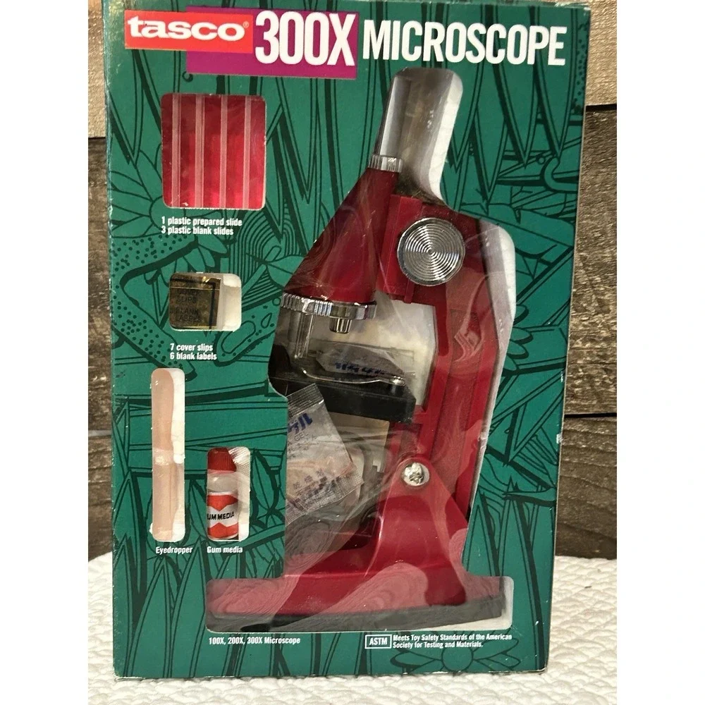 Vintage New TASCO 300X Microscope Kit In Box NOS Student Kids
